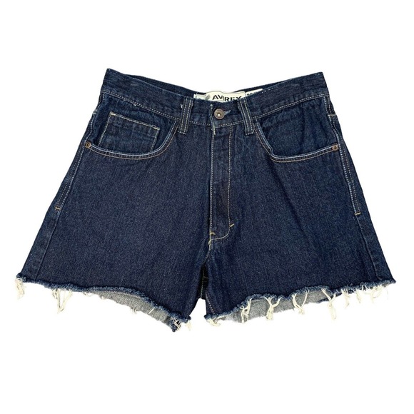 Avirex Jean Short Men 32 Blue Denim Cut Off Cotton Embroidered Back Pocket *READ - Picture 1 of 10